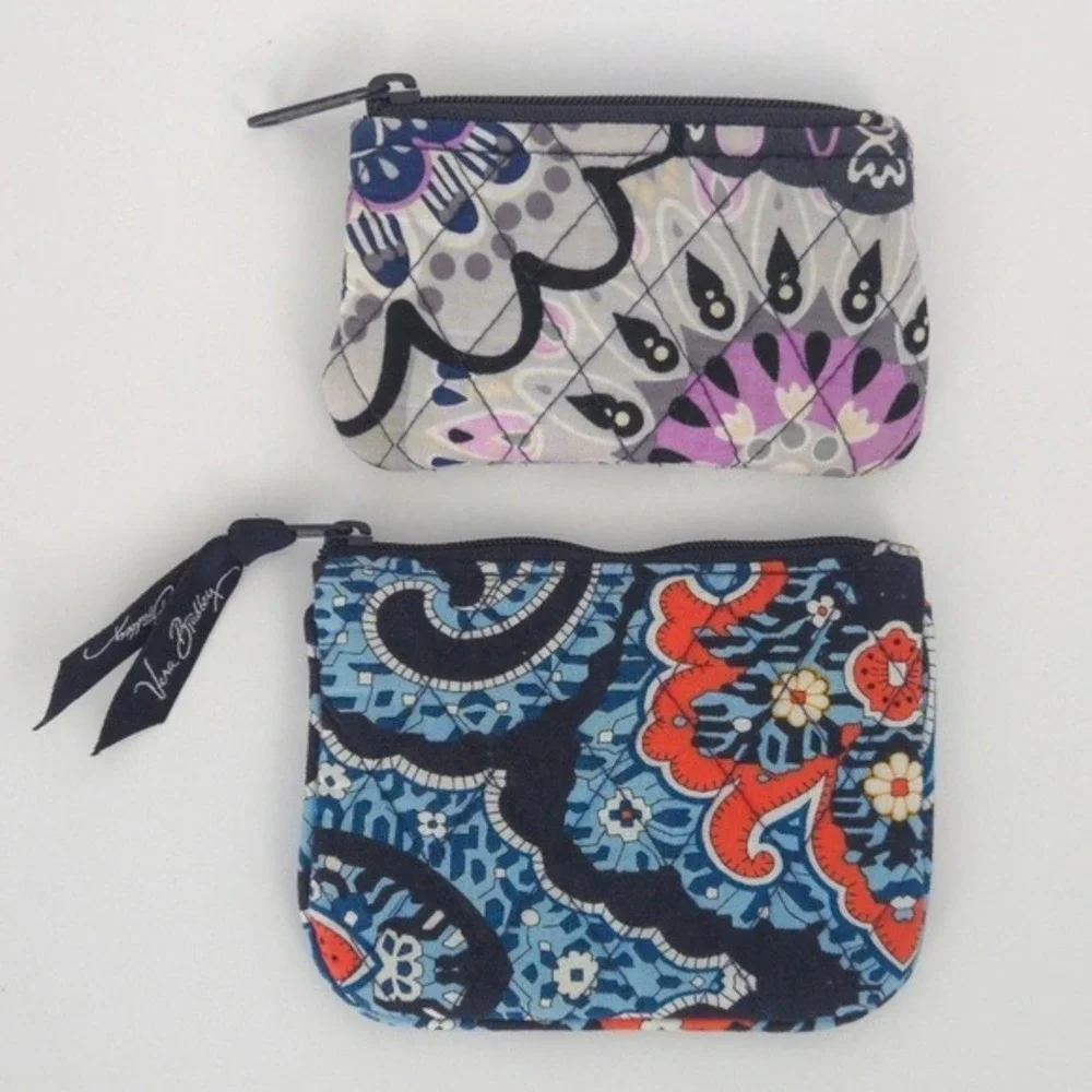 Vera Bradley Blue & Gray Paisley Floral Quilted Coin Pouch Wallets‎ (Set of 2) - Picture 2 of 7